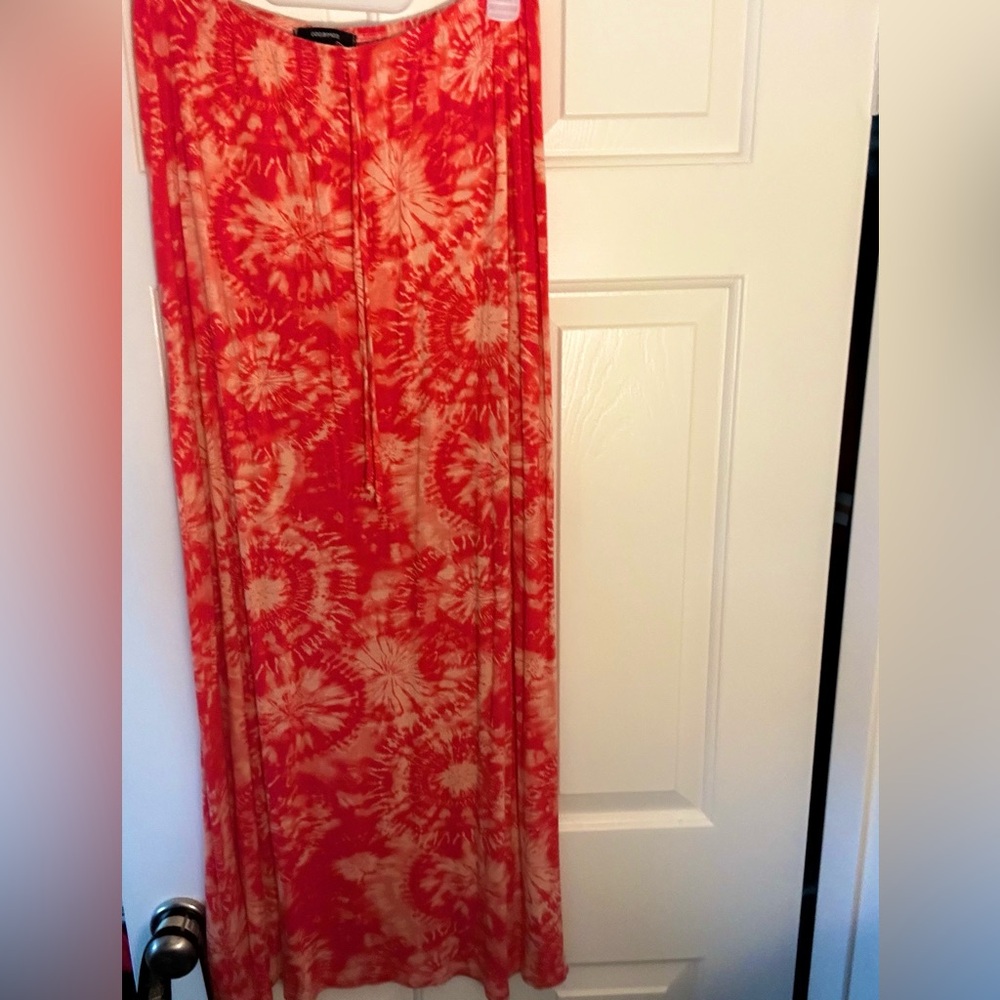 Orange tie-dye maxi skirt!